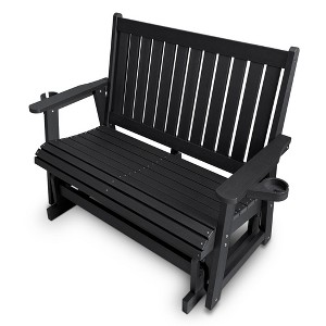 Fortune Candy Poly Lumber Patio Glider – 2-Seater with Ergonomic Deep Seat, High Backrest, Cup Holders, for Outdoor Garden, Yard, or Deck - 1 of 4
