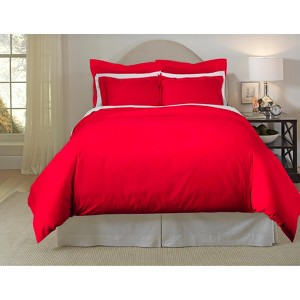 Pointehaven 620 Thread Count 100% Long Staple Cotton Solid Sateen Luxury Duvet Set - 1 of 3