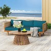 2 Pieces Patio Furniture Sets With 67.5" Length 3 Seater Gray Rattan Arm Sofa And 31.5" Round Acacia Wood Table - 2 of 4