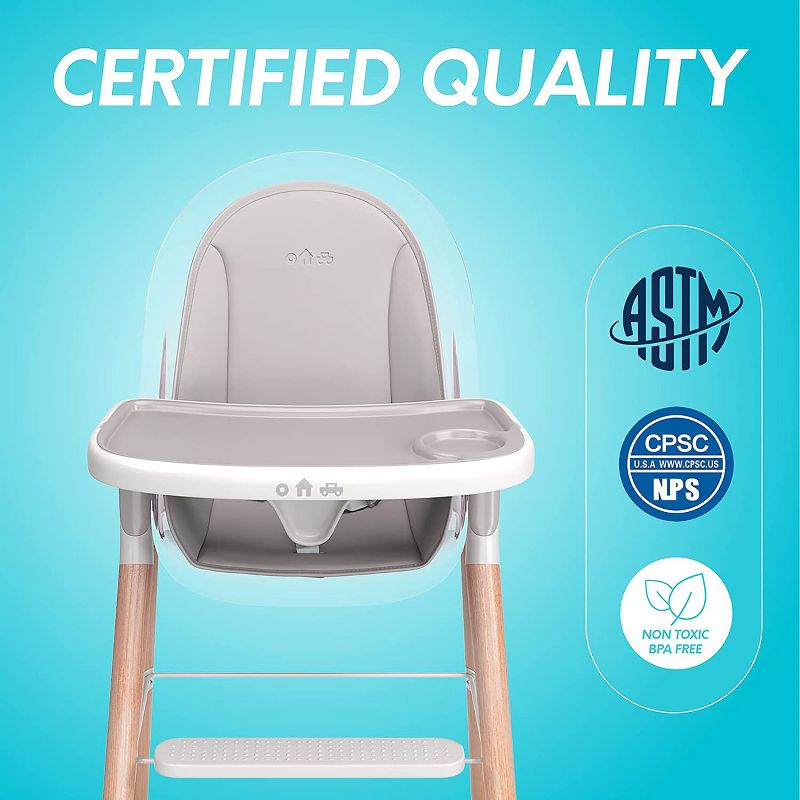 Children of Design Adjustable 6-in-1 Wooden Classic High Chair for Babies & Toddlers, 5 of 10