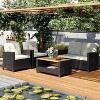 Heynemo 4-Piece Patio Furniture Set, All Weather Wicker Patio Conversation Seating Sets with 2-Tier Coffee Table, Outdoor Sofa Couch - 2 of 4