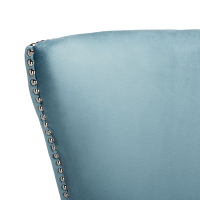 Light Blue Velvet Wingback Accent Chair with Acrylic Legs
