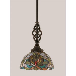 Toltec Lighting Elegante 1 - Light Pendant in  Dark Granite with 7" Kaleidoscope Art Glass Shade - 1 of 1