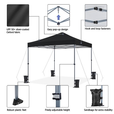 10x10 Black Adjustable Height Pop-Up Canopy Tent