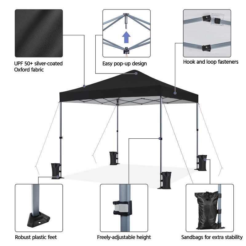 Yaheetech 10x10ft Pop-up Canopy with One-Push-To-Lock Setup Mechanism, 4 of 8
