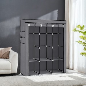 Portable Wardrobe Closet Organizer Large Capacity with Fabric Cover Hanging Rods and Shelves for Bedroom Heavy Duty Clothes Rack - 1 of 4