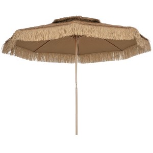 Outsunny 10 ft. Hula Thatched Tiki Patio Umbrella, Hawaiian Style Outdoor Umbrella with 8 Ribs, UPF30+, for Garden, Backyard, Deck, Pool, Natural - 1 of 4