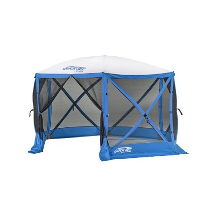 CLAM Quick-Set Escape Sport 11.5 x 11.5 Foot Portable Pop Up Outdoor Tailgating Screen Tent 6 Sided Canopy Shelter w/ Stakes & Carry Bag, Blue