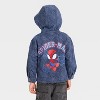 Toddler Boys' Marvel Spider-Man Knit Denim Button-Up Hoodie Jacket - Blue - 3 of 4