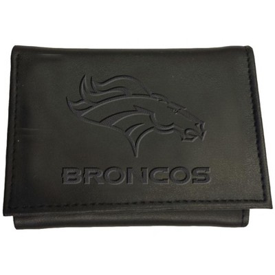Evergreen NFL Denver Broncos Black Leather Trifold Wallet Officially Licensed with Gift Box