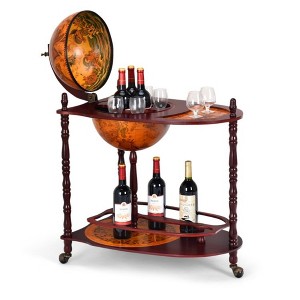 MOEPISY Vintage Globe Rolling Wine Rack with Extra Shelf - 1 of 4