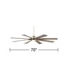 70" Possini Euro Design Modern Indoor Outdoor Ceiling Fan with Light LED Dimmable Remote Brushed Nickel Light Wood Damp Rated Patio Porch - 4 of 4