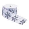 Christmas Glittered Snowflake Ribbon (Set Of 2) 2.5 Inch Width x 10 Yards Wired Polyester Grey White by Melrose - 2 of 3