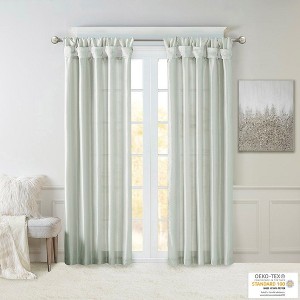 PAGED Twist Tab Lined Window Curtain Panel, Light Filtering Privacy Curtain for Bedroom & Living Room - 1 of 4