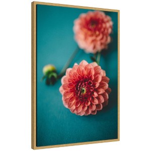 Kate & Laurel All Things Decor 23"x33" Sylvie Vibrant Pink Dahlia Floral Framed Canvas by Patricia Hasz Bright Gold - 1 of 4