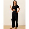 Allegra K Women's Front Twist Top Wide Leg Pants Lounge Tracksuit Set 2 Pcs - 4 of 4