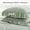 Ruffle Duvet Cover King Size, 3PCS Soft Washed Microfiber Vintage French Country Set, Sage Green 104x90 In - 3 of 4