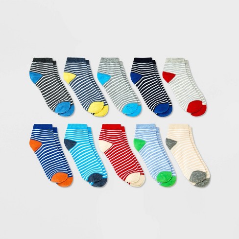 Cat & Jack Ankle Socks - 7 pair - Dinosaur, Shark, Space, Stripes