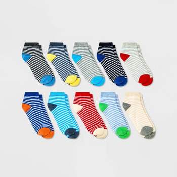 Boys' 10pk Lightweight Striped Ankle Socks - Cat & Jack™