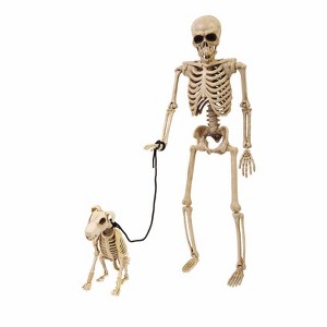 Fun World 14" Skeleton Dog on a Leash Halloween Outdoor Decoration - 1 of 1