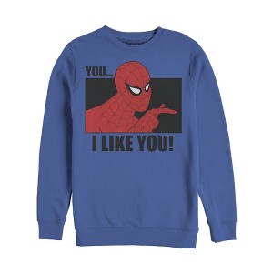 Men's Marvel Spider-Man Likes You Sweatshirt - 1 of 3