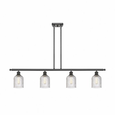 Bridal Veil - 4 Light Stem Hung Island In Art Deco Style-9.5 Inches Tall and 48 Inches Wide