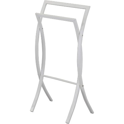 White Metal Freestanding 2-Tier Towel Rack Stand