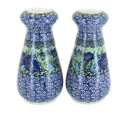 Blue Rose Polish Pottery Sapphire Fields Large Salt & Pepper Shakers