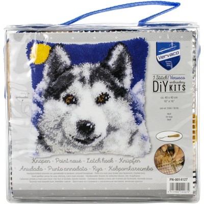 Vervaco Cushion Latch Hook Kit 16"X16"-Wolf