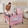 JOYMOR 7 in 1 Bedside Bassinet with Changing Table, Baby Girl Bassinet, Pink Bedside Sleeper with Mattress, Sheet, Canopy, Storage Shelf - 2 of 4