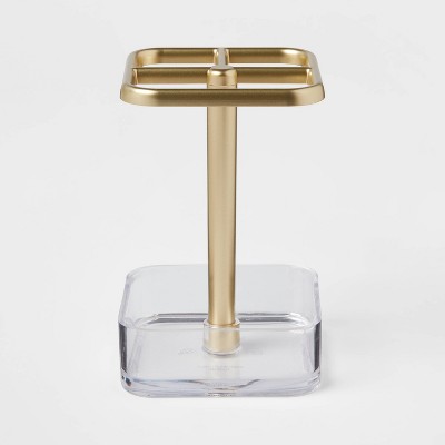 Plastic Square Toothbrush Holder Gold/Clear - Room Essentials™