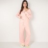 Anna-Kaci Lounge Women's Waffle Knit Pajama Set with Long Sleeve Button Down Top and Relaxed Fit Pants - 4 of 4