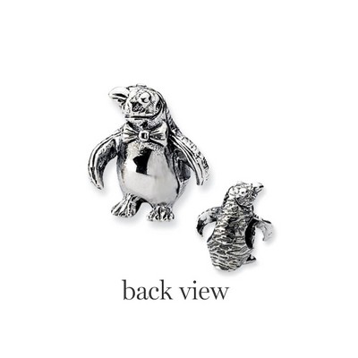 Black Bow Jewelry Sterling Silver Bow Tie Penguin Bead Charm