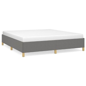vidaXL King Bed Frame, Fabric Upholstered Platform Bed Frame, Dark Gray, No Mattress - 1 of 4