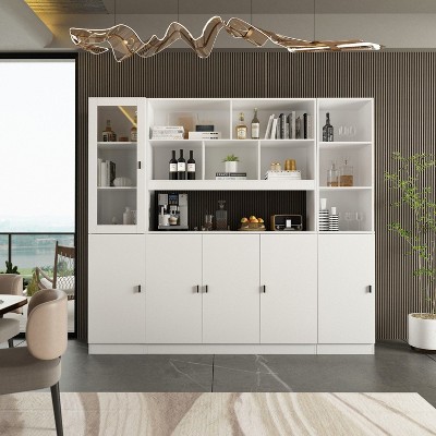 Famapy Combination Living Room Display Cabinet Tempered Glass Display Cabinet Storage Solutions