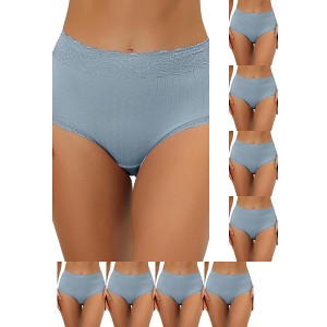 INSPIRE CHIC Women's High Waist Tummy Control Comfortable Lace Trim Ribbed Briefs 9 Packs - 1 of 4