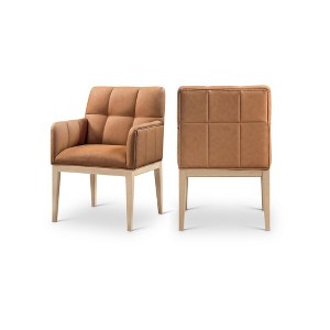 Meridian Furniture,Adrian Vegan Leather Dining Arm Chair, Set of 2 - 1 of 4