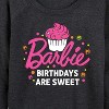 Women's - Barbie - Birthdays Are Sweet Lightweight French Terry Wide Neck Long Sleeve Shirt - 2 of 4