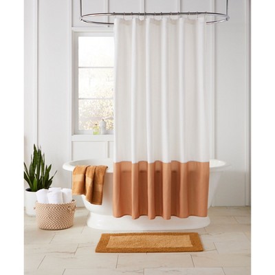 BrylaneHome BH Studio Colorblock Shower Curtain 14 Pc Set - Almond