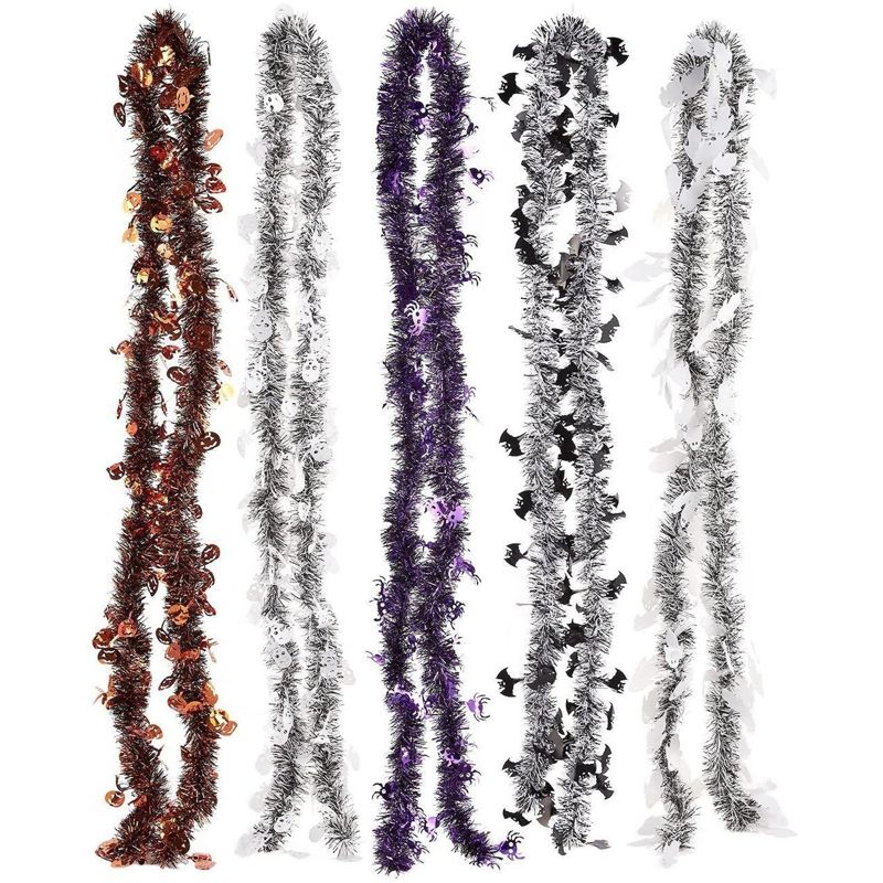 Juvale 5 Pack Halloween Party Garland Decorations, Tinsel with 5 Assorted Design (6.6 Feet), 2 of 5