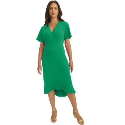 Jessica London Women's Plus Size Flounce Hem Midi Dress