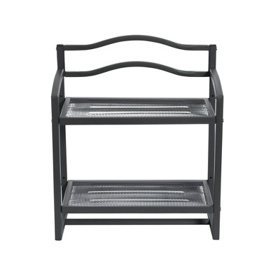Gray Metal 2-Tier Wall Mount Bathroom Storage Rack