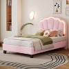 CAVINAS Twin/Full Size Upholstered Platform Bed Frame with Flower-Shaped Headboard & LED Lights,No Box Spring Needed - 2 of 4