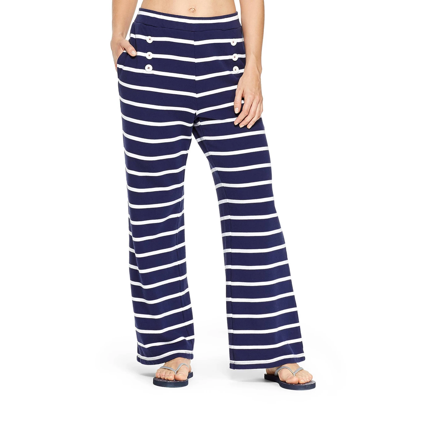 Women's Striped Pants - Navy/White - vineyard vinesÂ® for Target - image 1 of 5