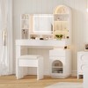 Makeup Vanity Desk with Mirror and Lights, Dressing Table with 3 Drawers and 11 Storage Shelves, Large Makeup Vanity Set with Mirror & Stool - 2 of 4