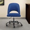 HomeRoots Blue And Black Steel And Velvet Adjustable Swivel Rolling Office Chair - 2 of 4