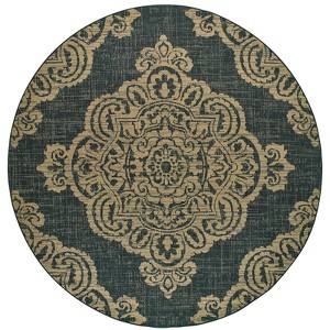 Oriental Weavers Marina 5929K Black/ Tan Indoor/Outdoor Area Rug - 7'10" Round - 1 of 4