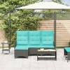 vidaXL Reclining Patio Sofa with Turquoise Cushions - l-Shaped Black Poly Rattan Outdoor Lounger - 3 of 4