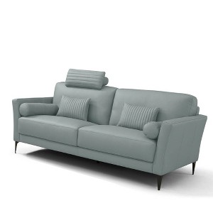 68" Tussio Sofa Watery Leather - Acme Furniture: Curved, Upholstered, Wood Frame, Spot Clean, No Tools Assembly - 1 of 4