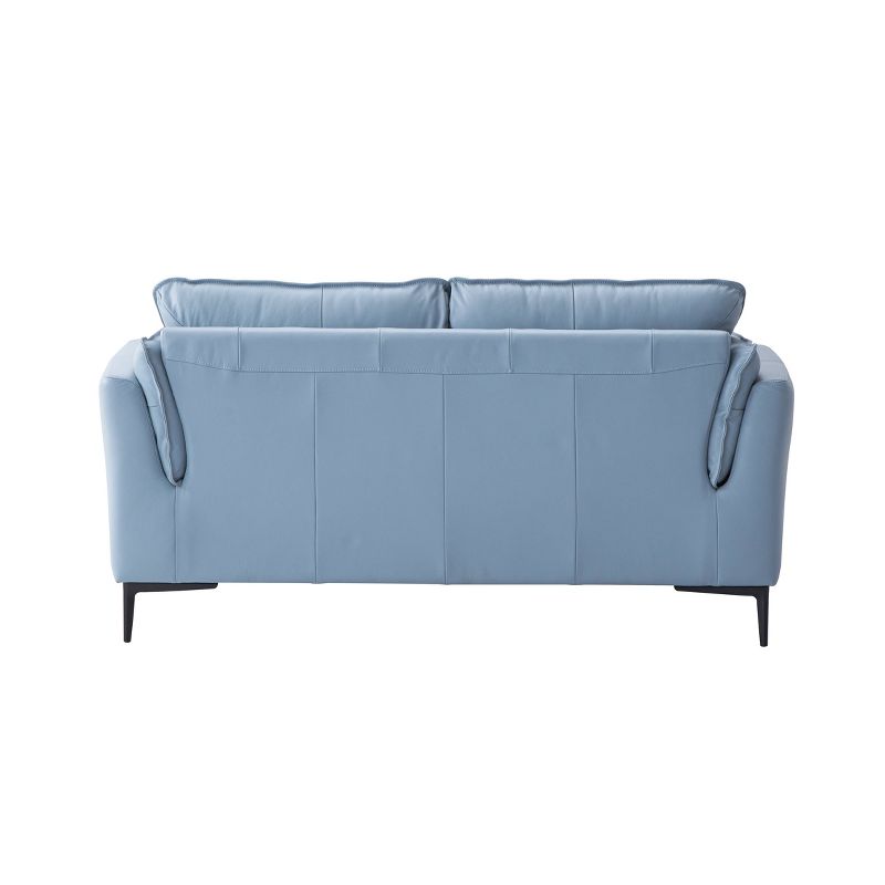 68&#34; Mesut Sofa Light Blue Top Grain Leather and Black Finish - Acme Furniture, 3 of 5